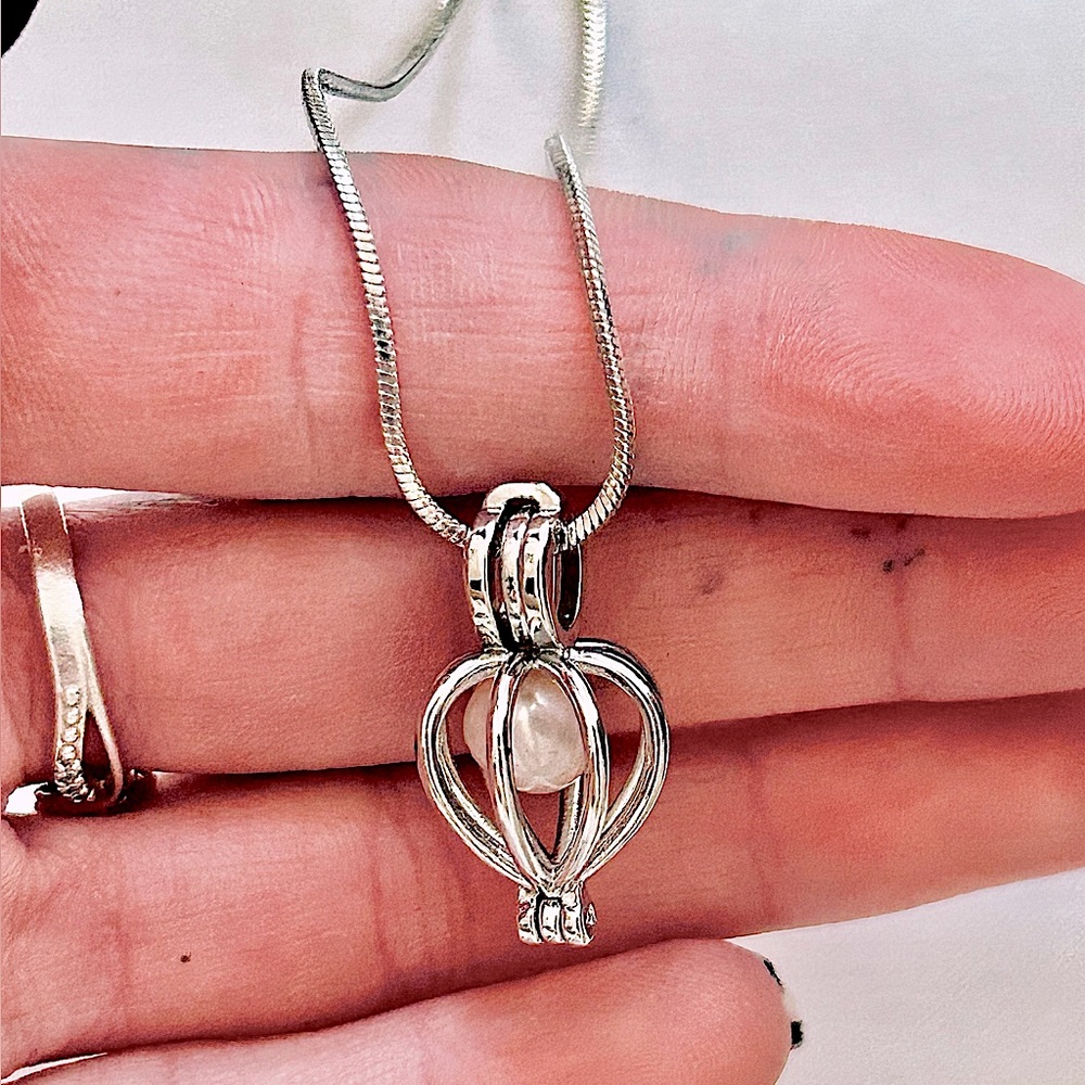 White Pearl Locket Necklace